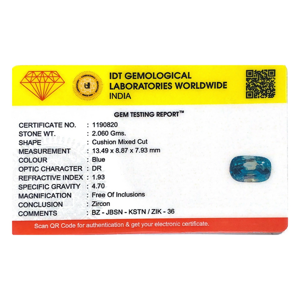 Blue Zircon - 10.3 Carat
