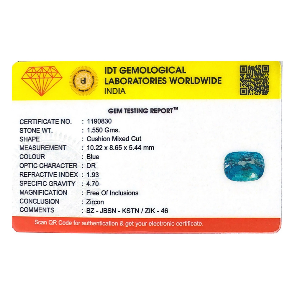 Blue Zircon - 7.75 Carat