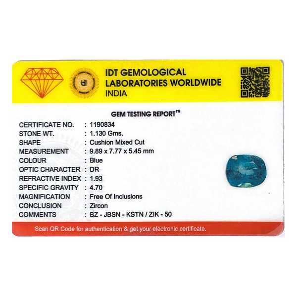 Blue Zircon - 5.65 Carat