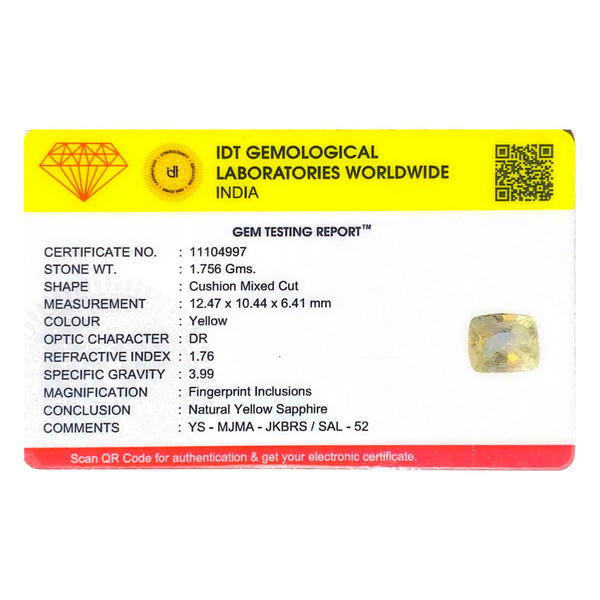 Yellow Sapphire - 8.78 Carat