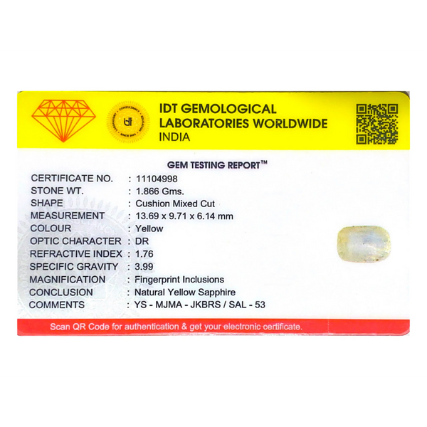 Yellow Sapphire - 9.33 Carat