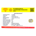 IDT Gemological Laboratories Worldwide India gem testing report with a yellow sapphire image.