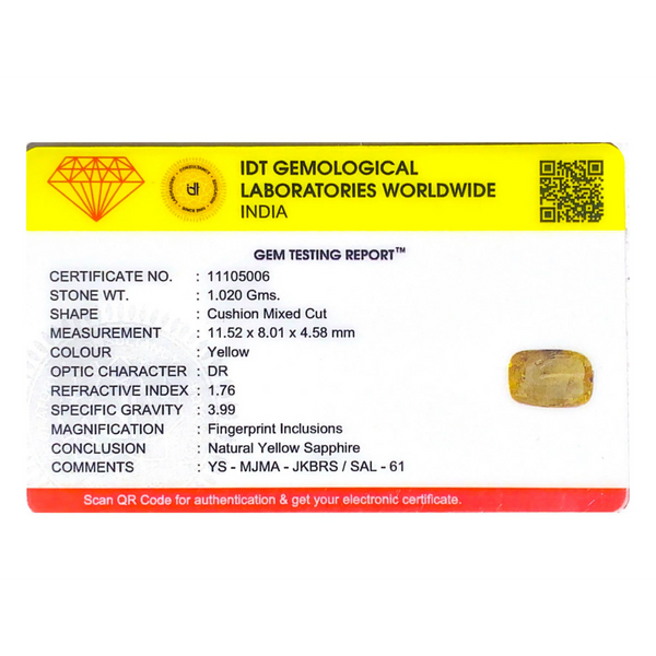 Yellow Sapphire - 5.1 Carat