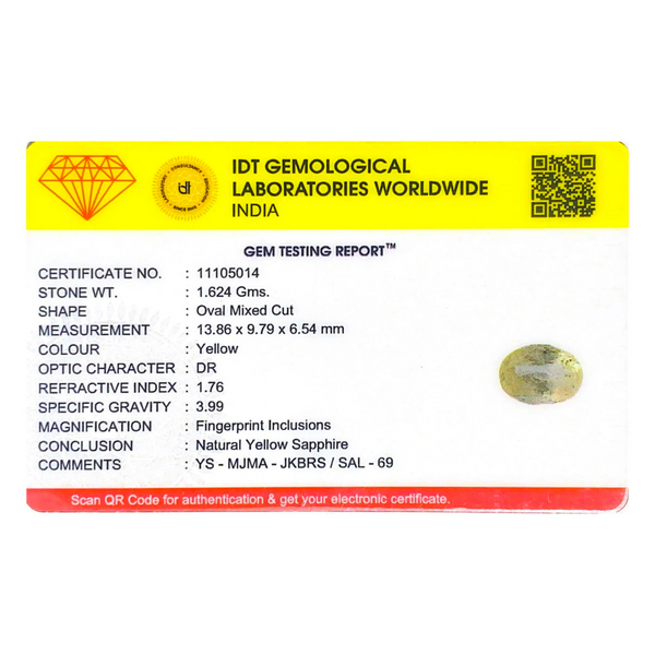 Yellow Sapphire - 8.12 Carat