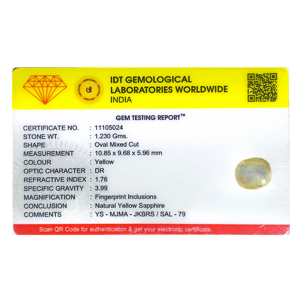 Yellow Sapphire - 6.15 Carat