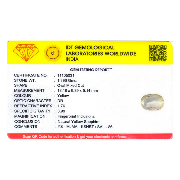 Yellow Sapphire - 6.98 Carat
