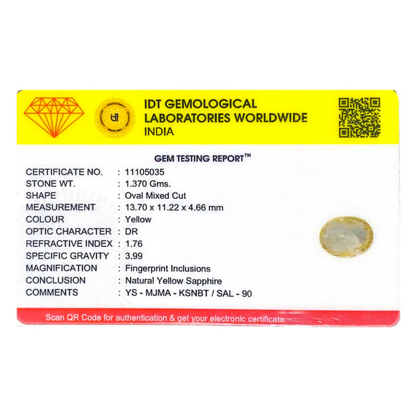 Yellow Sapphire - 6.85 Carat