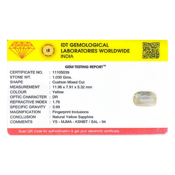 Yellow Sapphire - 5.15 Carat