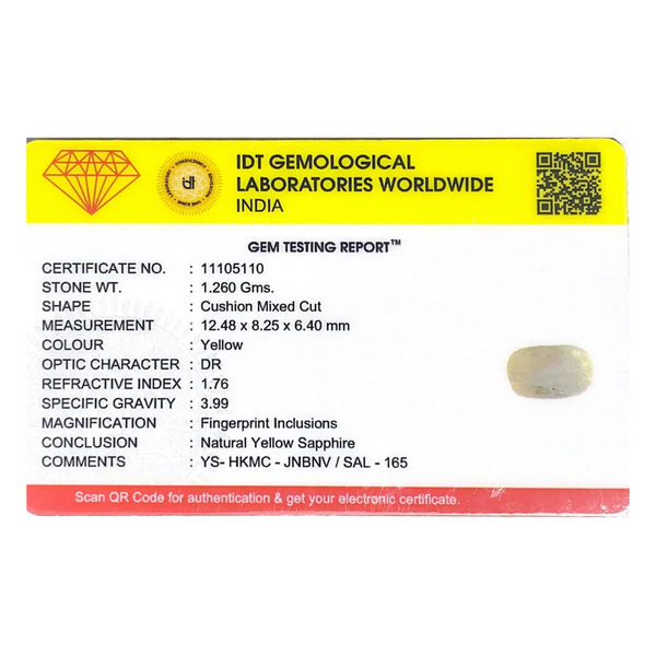 Yellow Sapphire - 6.3 Carat