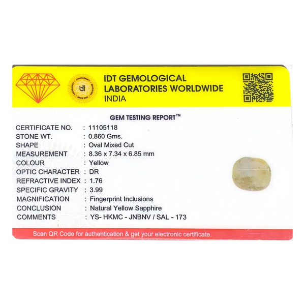 Yellow Sapphire - 4.3 Carat