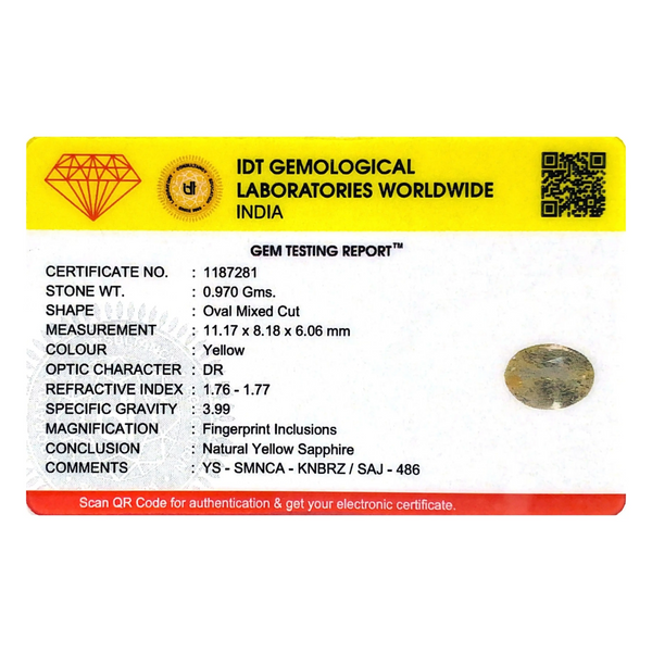 Yellow Sapphire - 4.85 Carat - Pramogh