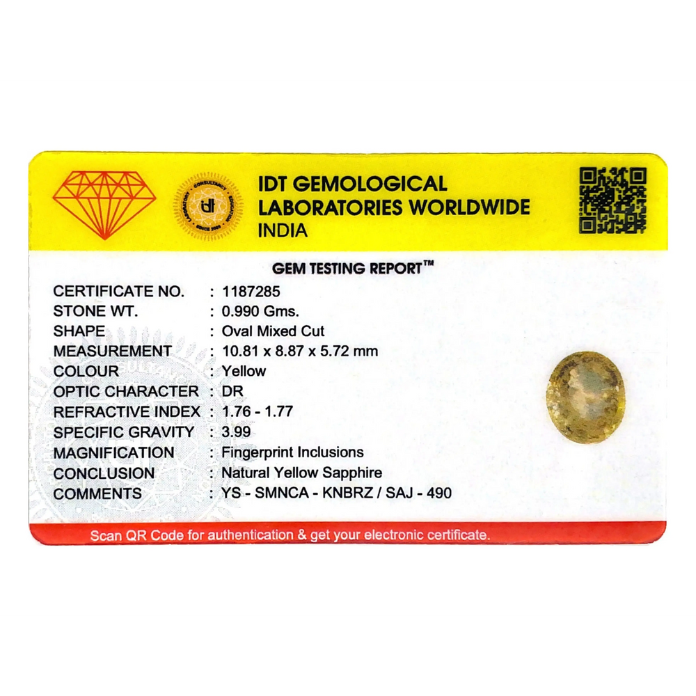 Yellow Sapphire - 4.95 Carat - Pramogh