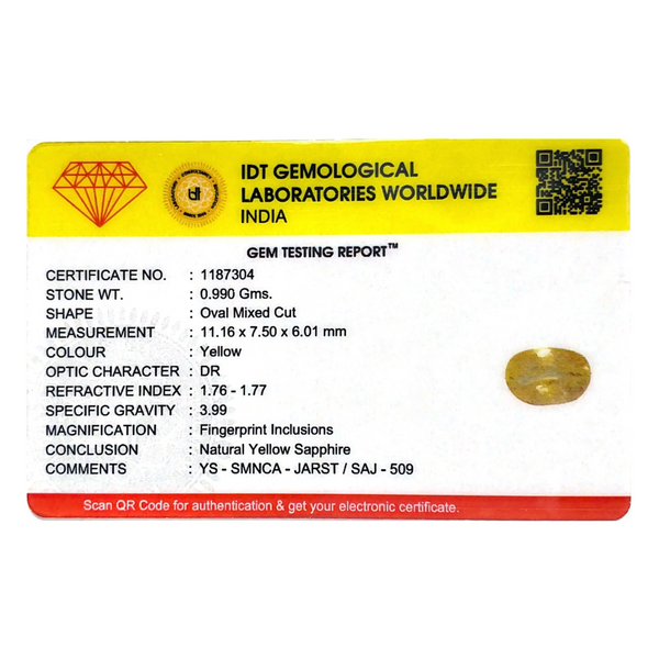 Yellow Sapphire - 4.95 Carat - Pramogh
