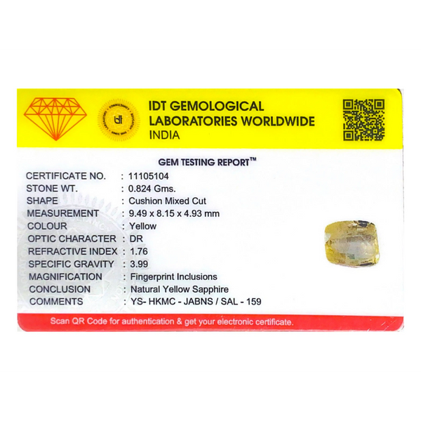 Yellow Sapphire - 4.12 Carat