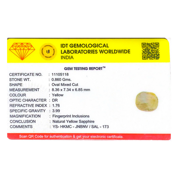 Yellow Sapphire - 4.3 Carat