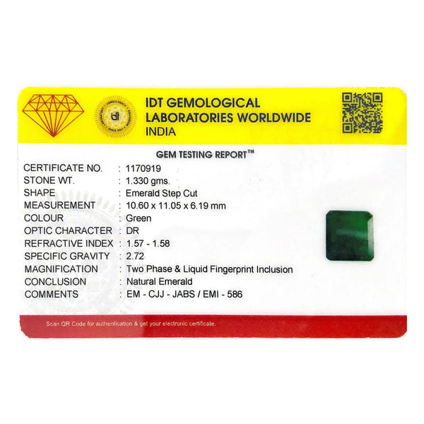 Brazillian Emerald (Panna) - 6.65 Carat - Pramogh