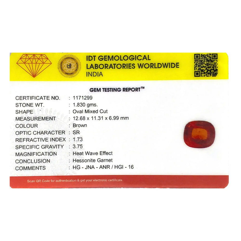 Hessonite (Gomed) - 9.15 Carat - Pramogh