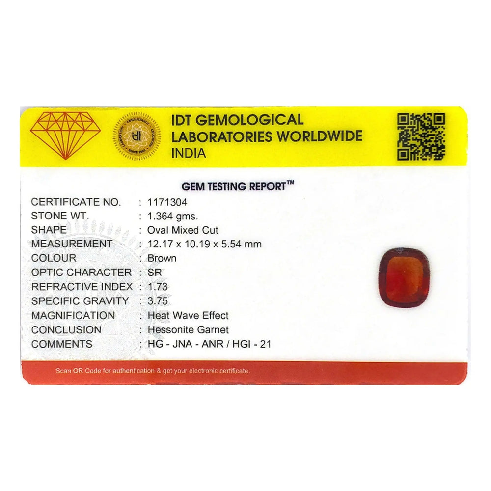 Hessonite (Gomed) - 6.82 Carat - Pramogh