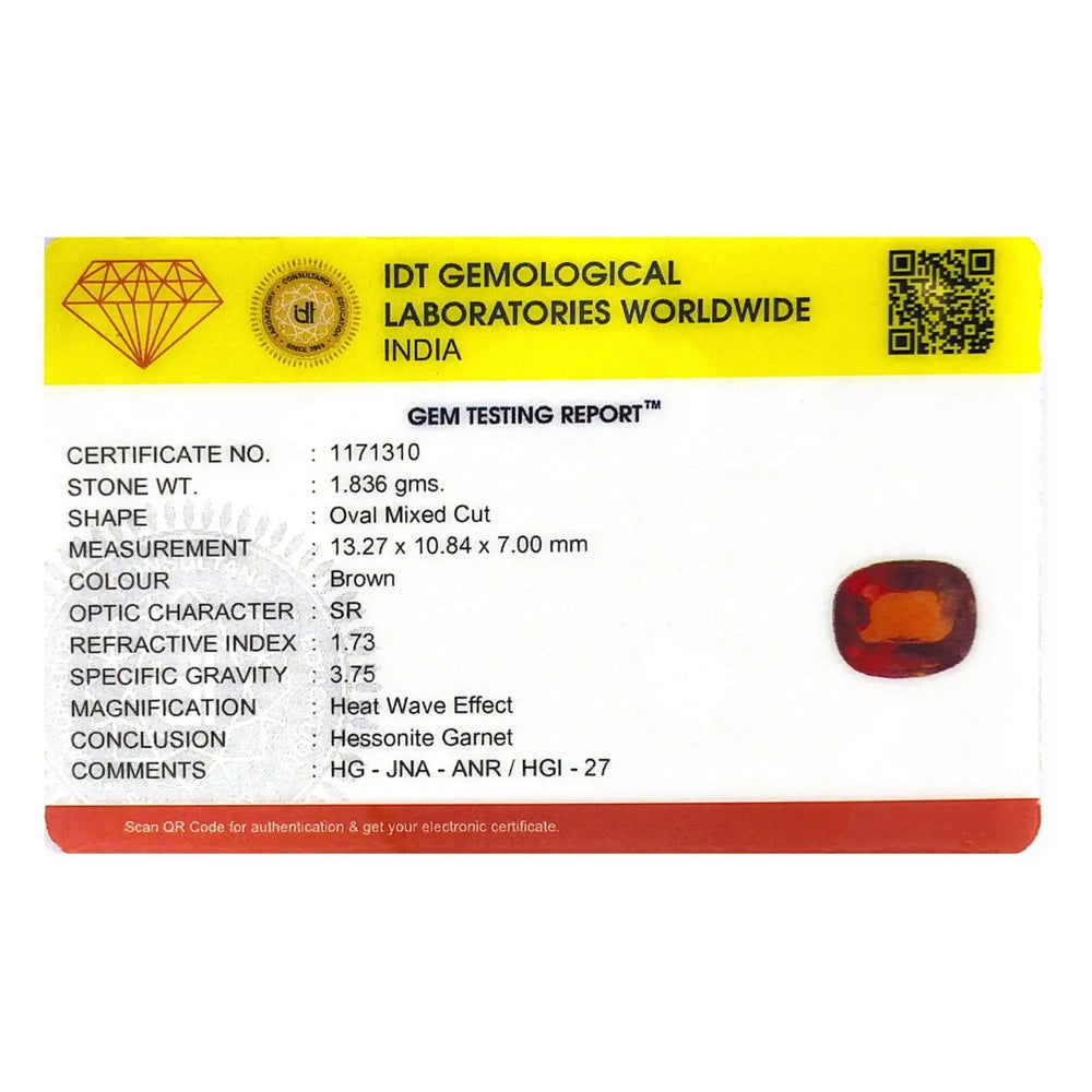 Hessonite (Gomed) - 9.18 Carat - Pramogh