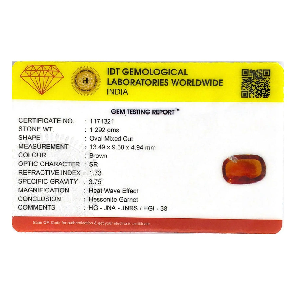Hessonite (Gomed) - 6.46 Carat - Pramogh