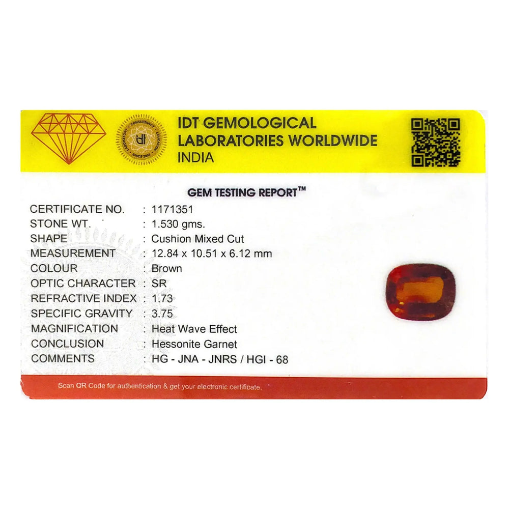 Hessonite (Gomed) - 7.65 Carat - Pramogh
