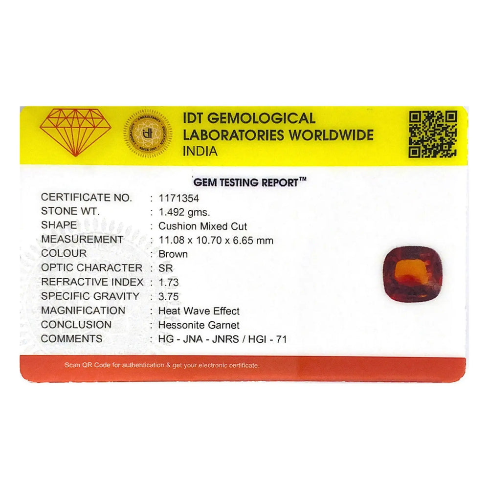 Hessonite (Gomed) - 7.46 Carat - Pramogh