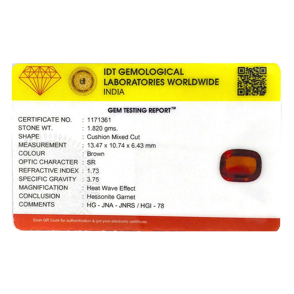 Hessonite (Gomed) - 9.1 Carat - Pramogh