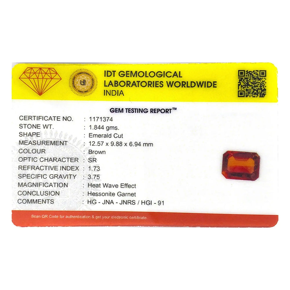 Hessonite (Gomed) - 9.22 Carat - Pramogh