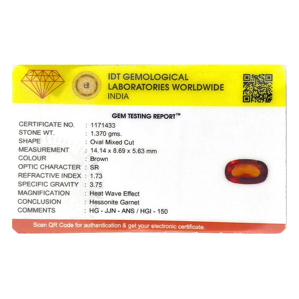 Hessonite (Gomed) - 6.85 Carat - Pramogh