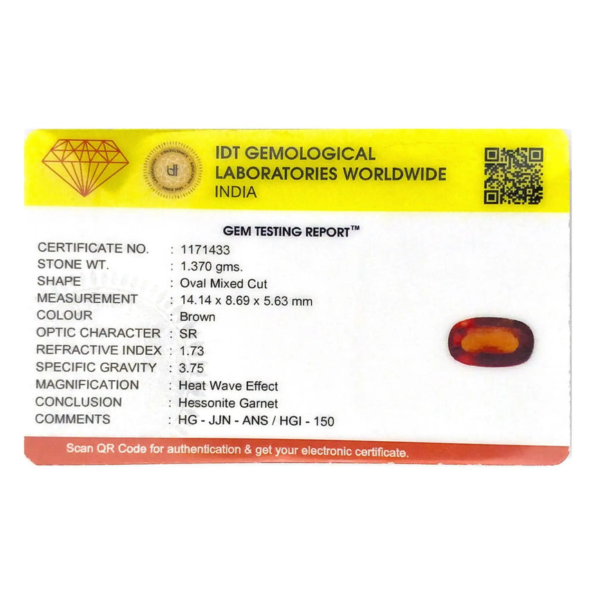 Hessonite (Gomed) - 6.85 Carat - Pramogh
