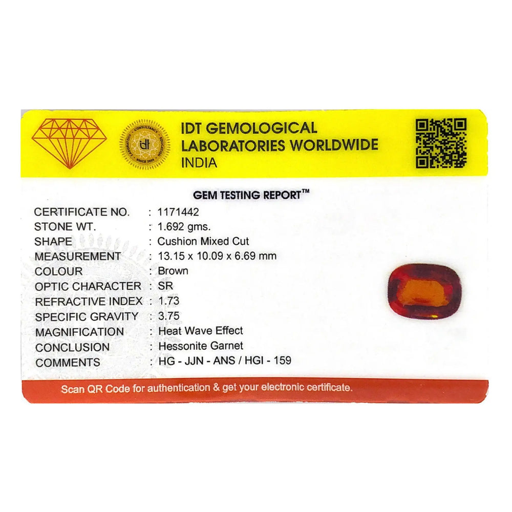 Hessonite (Gomed) - 8.46 Carat - Pramogh