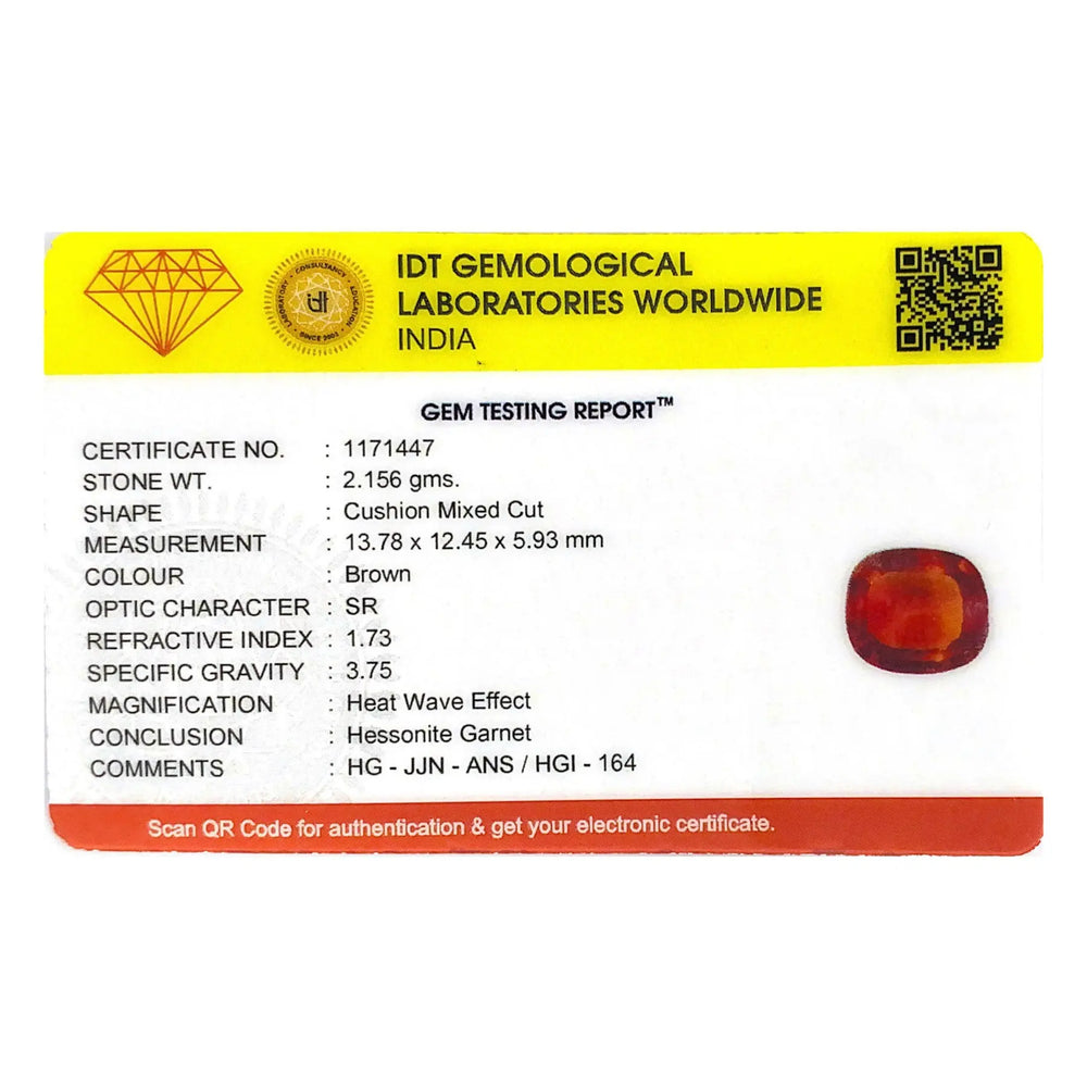 Hessonite (Gomed) - 10.78 Carat - Pramogh