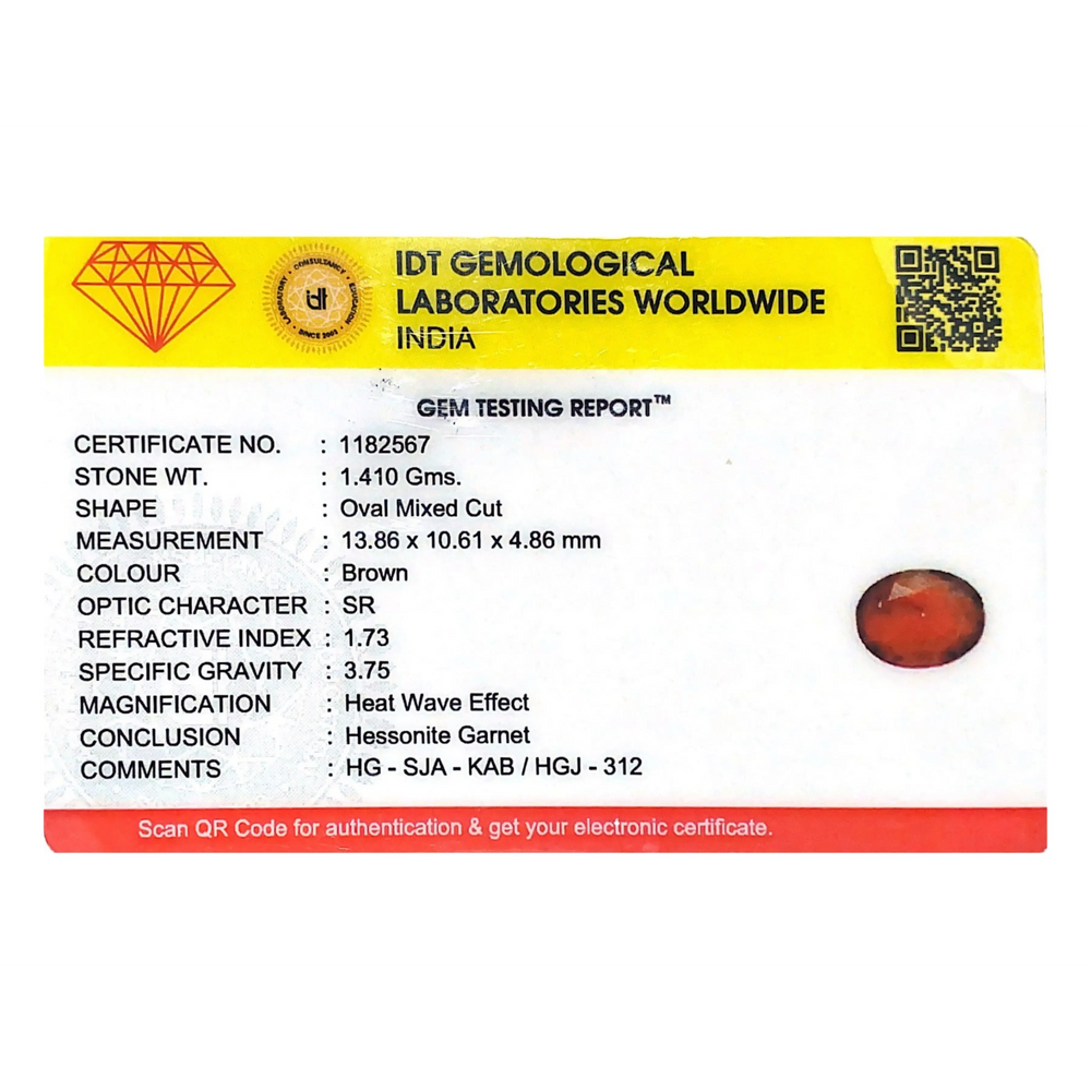 Hessonite (Gomed) - 7.05 Carat - Pramogh