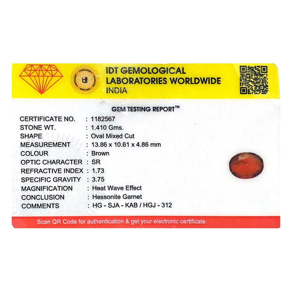Hessonite (Gomed) - 7.05 Carat - Pramogh