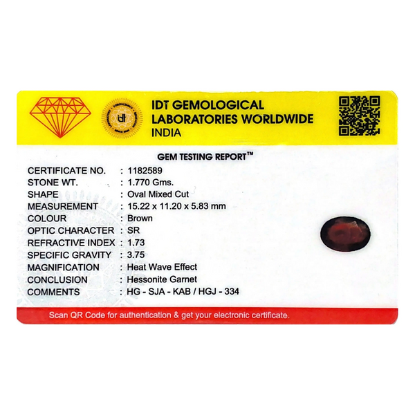 Hessonite (Gomed) - 8.85 Carat - Pramogh