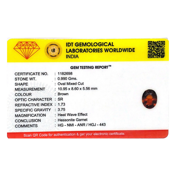 Hessonite (Gomed) - 4.95 Carat - Pramogh