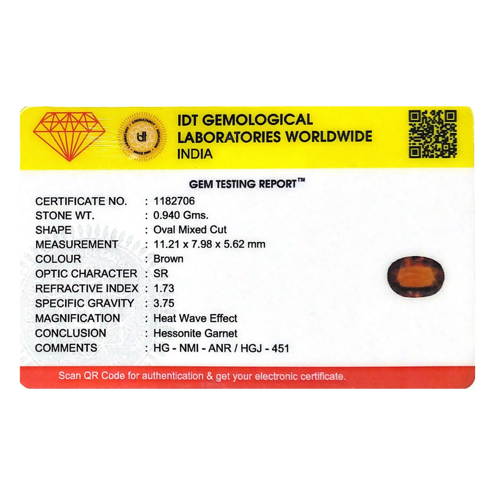Hessonite (Gomed) - 4.7 Carat - Pramogh