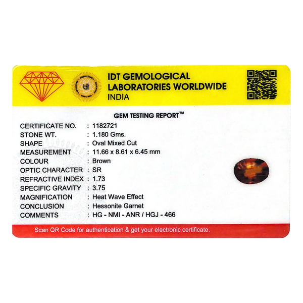 Hessonite (Gomed) - 5.9 Carat - Pramogh