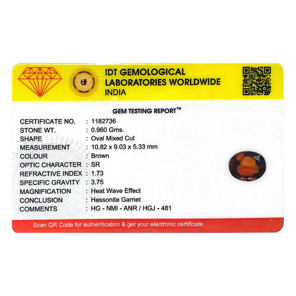 Hessonite (Gomed) - 4.8 Carat - Pramogh