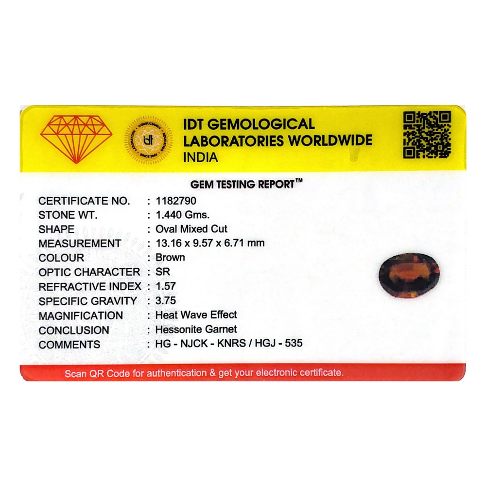 Hessonite (Gomed) - 7.2 Carat - Pramogh