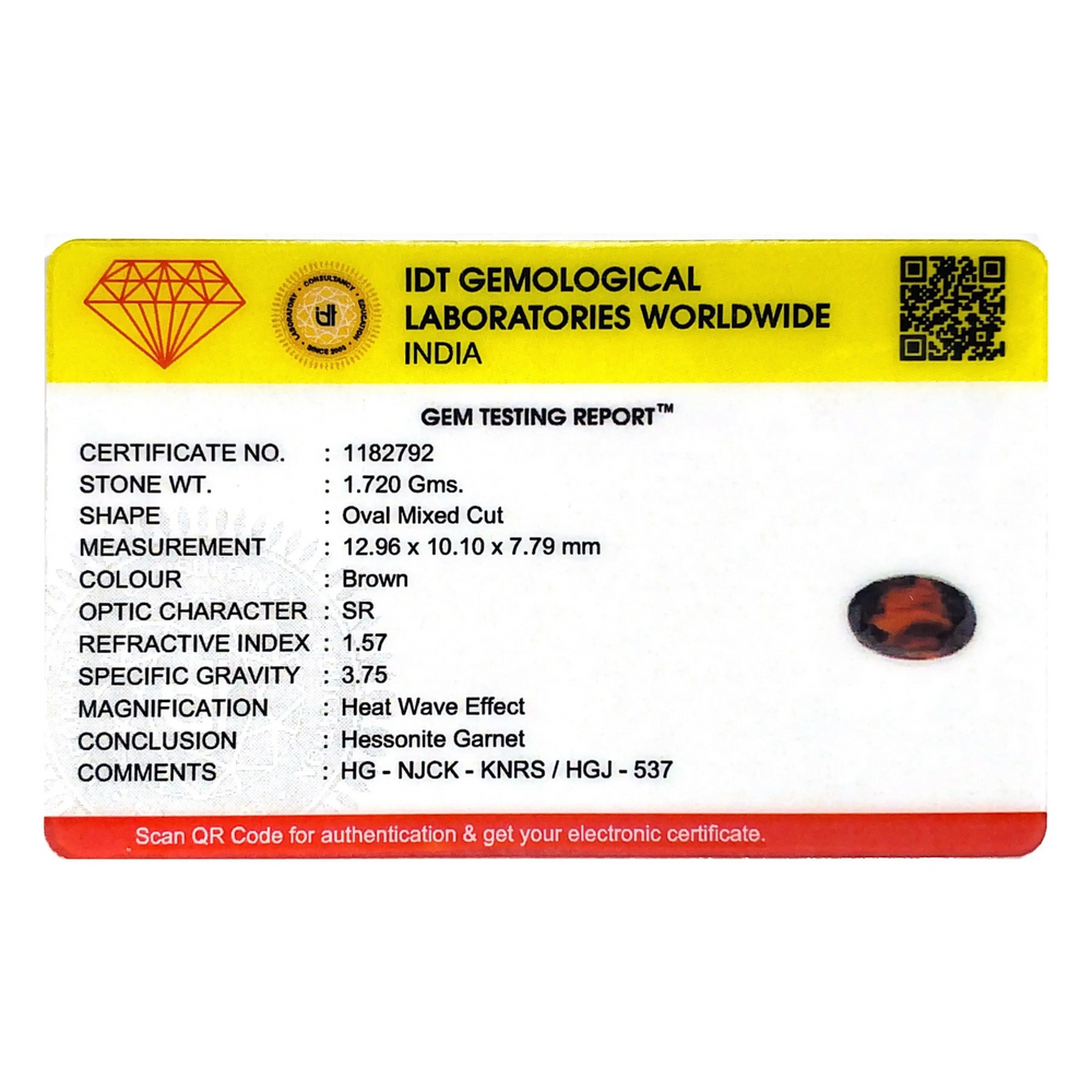 Hessonite (Gomed) - 8.6 Carat - Pramogh