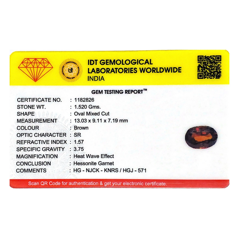 Hessonite (Gomed) - 7.6 Carat - Pramogh