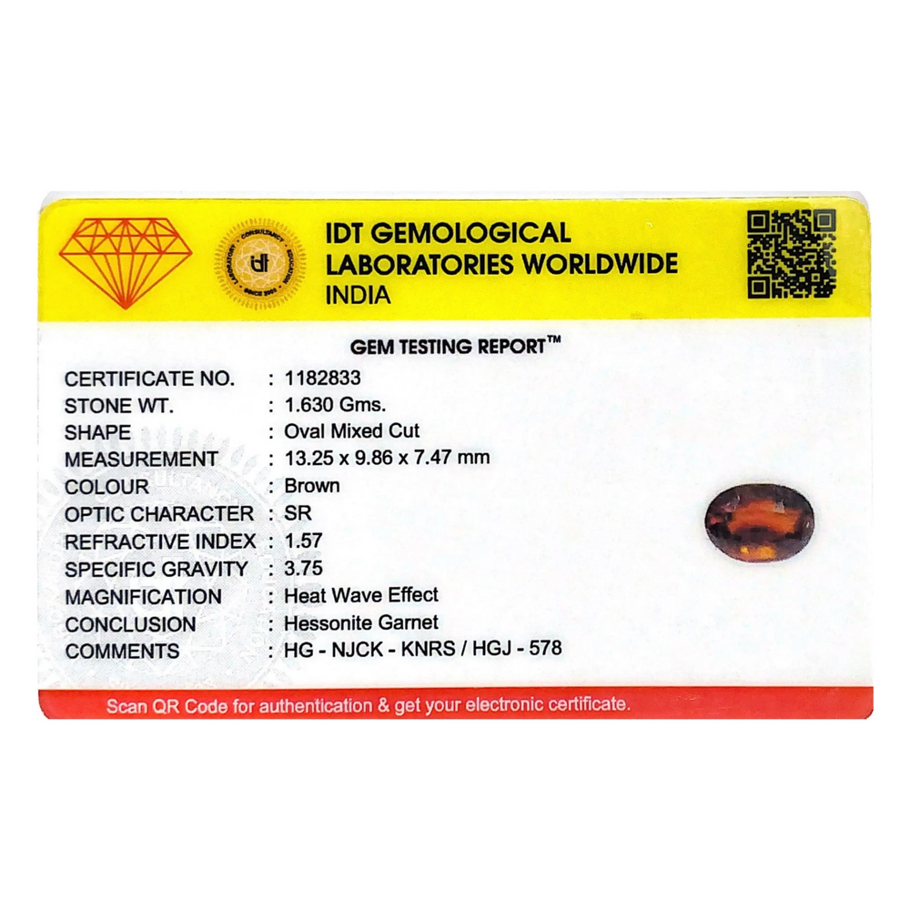 Hessonite (Gomed) - 8.15 Carat - Pramogh