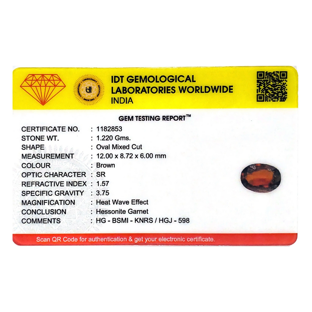 Hessonite (Gomed) - 6.1 Carat - Pramogh