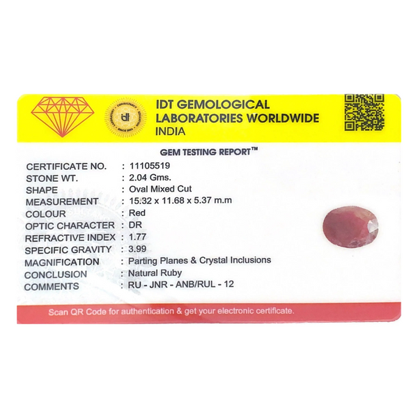 Indian Ruby - 10.2 Carat