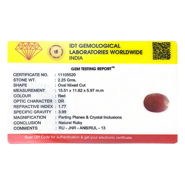 Indian Ruby - 11.25 Carat