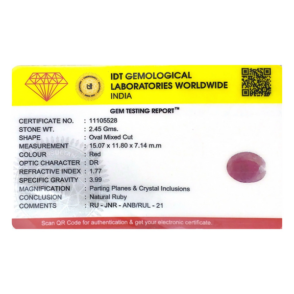 Indian Ruby - 12.25 Carat