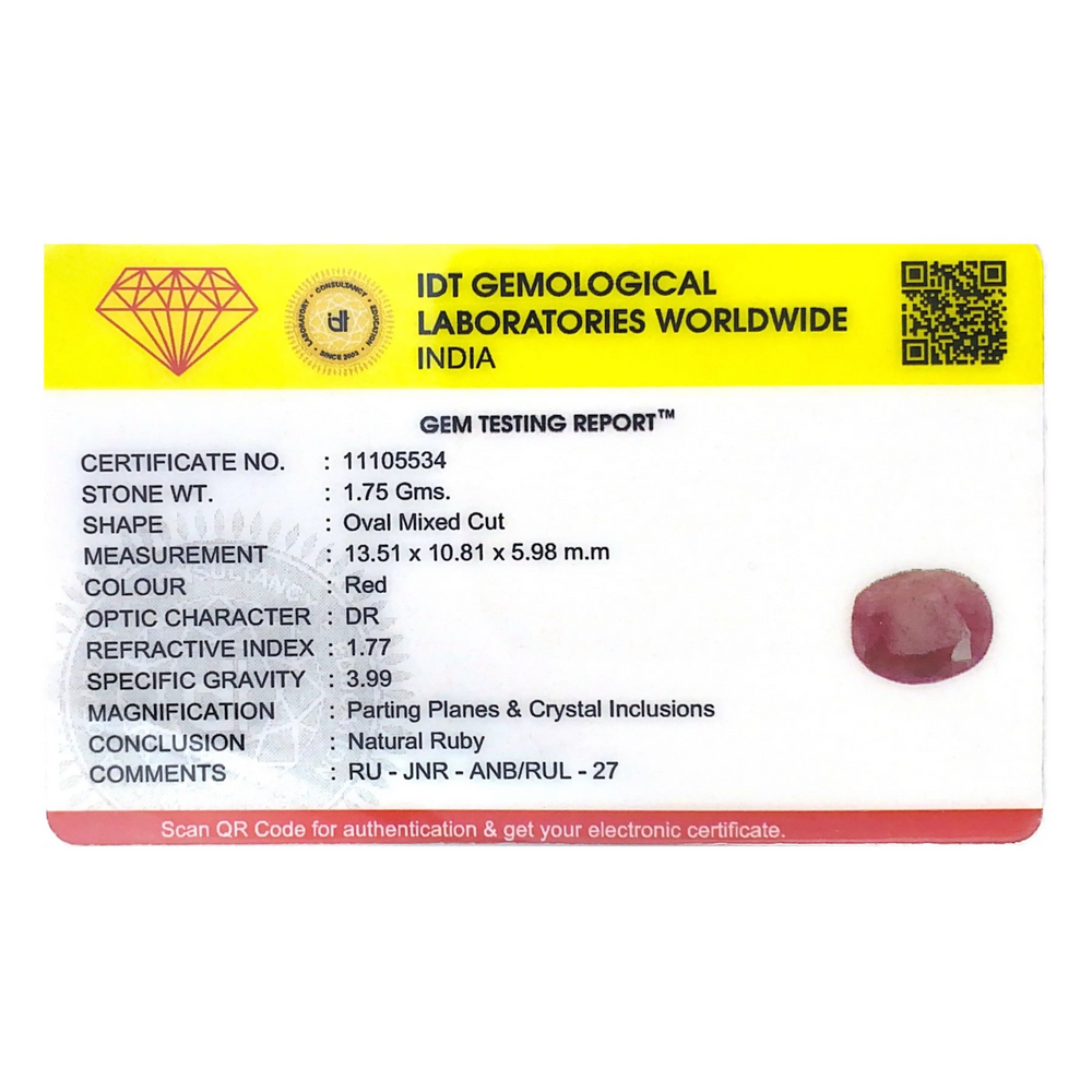 Indian Ruby - 8.75 Carat