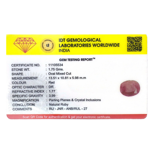 Indian Ruby - 8.75 Carat