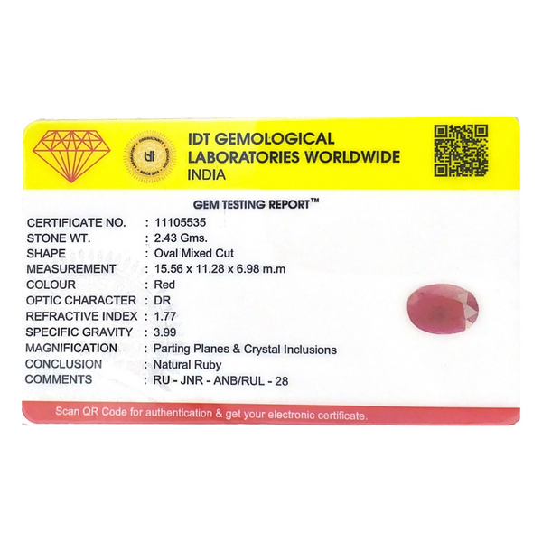 Indian Ruby - 12.15 Carat